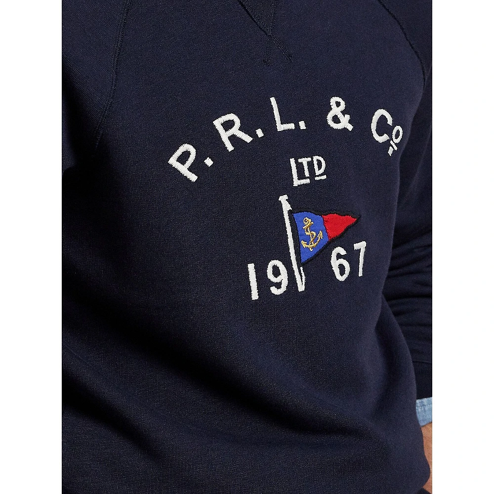 Embroidered Fleece Turtleneck Sweatshirt