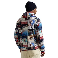 Patchwork-Ski-Print Fleece Hoodie