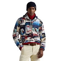 Patchwork-Ski-Print Fleece Hoodie