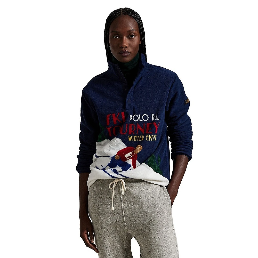 Unisex Ski-Print Fleece Pullover