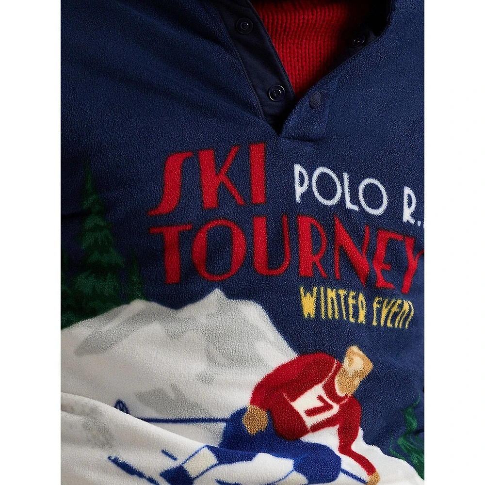 Unisex Ski-Print Fleece Pullover