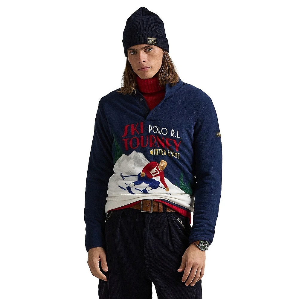 Unisex Ski-Print Fleece Pullover