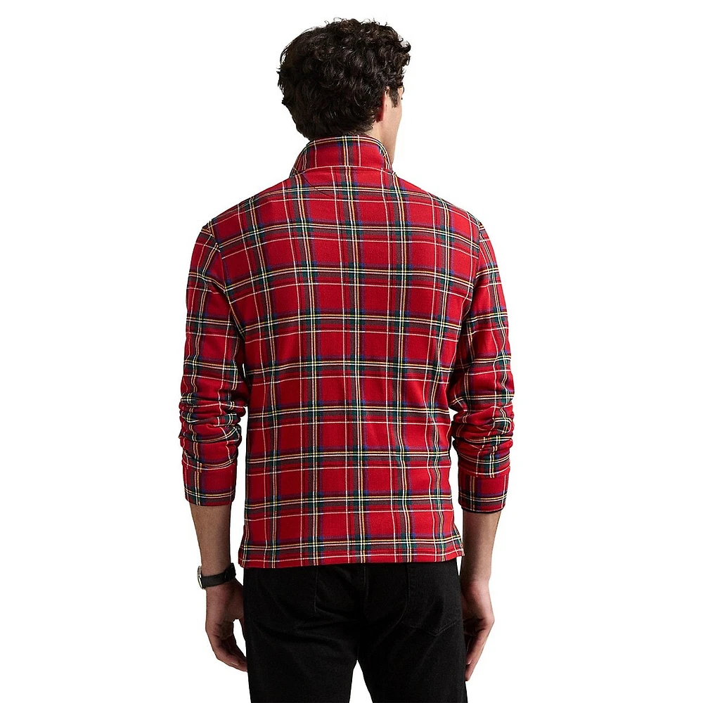 Plaid Estate-Rib Qaurter-Zip Pullover