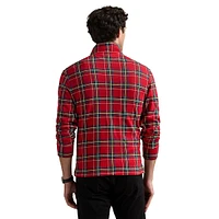 Plaid Estate-Rib Qaurter-Zip Pullover