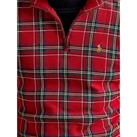 Plaid Estate-Rib Qaurter-Zip Pullover