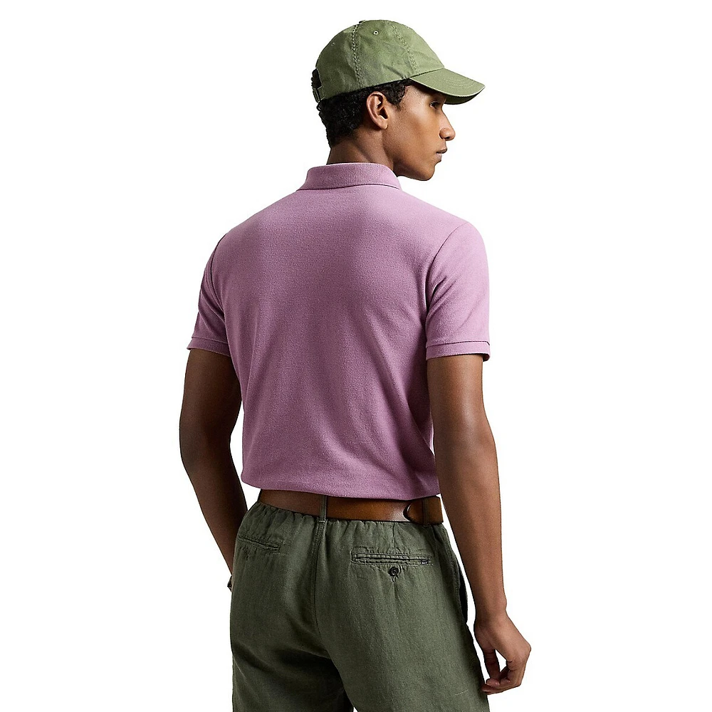 Classic-Fit Indigo Mesh Polo Shirt