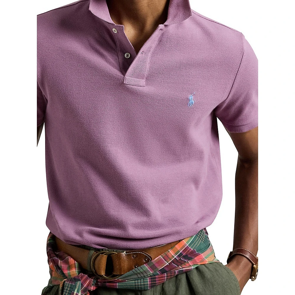 Classic-Fit Indigo Mesh Polo Shirt