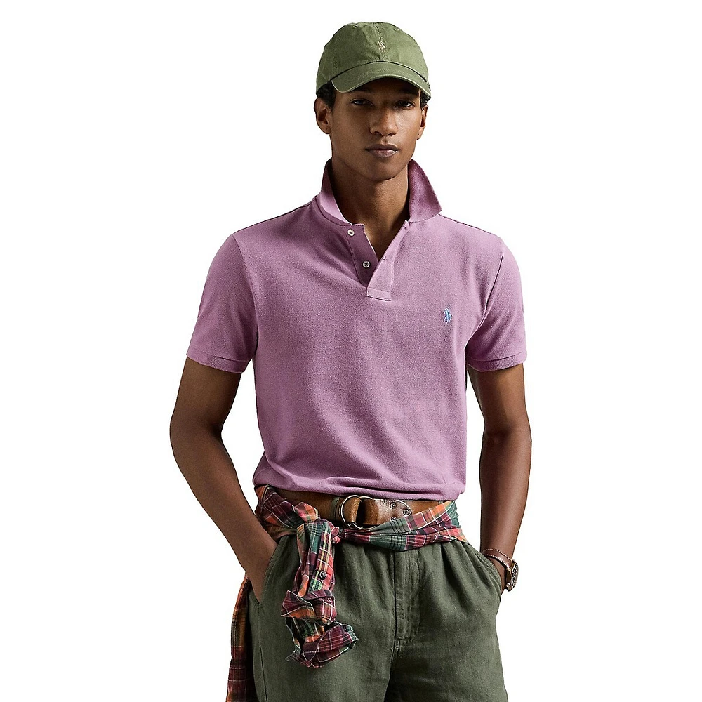 Classic-Fit Indigo Mesh Polo Shirt