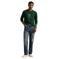 Standard-Fit Plaid-Logo Long-Sleeve T-Shirt