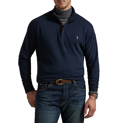 Big & Tall Luxury Jersey Quarter-Zip Pullover