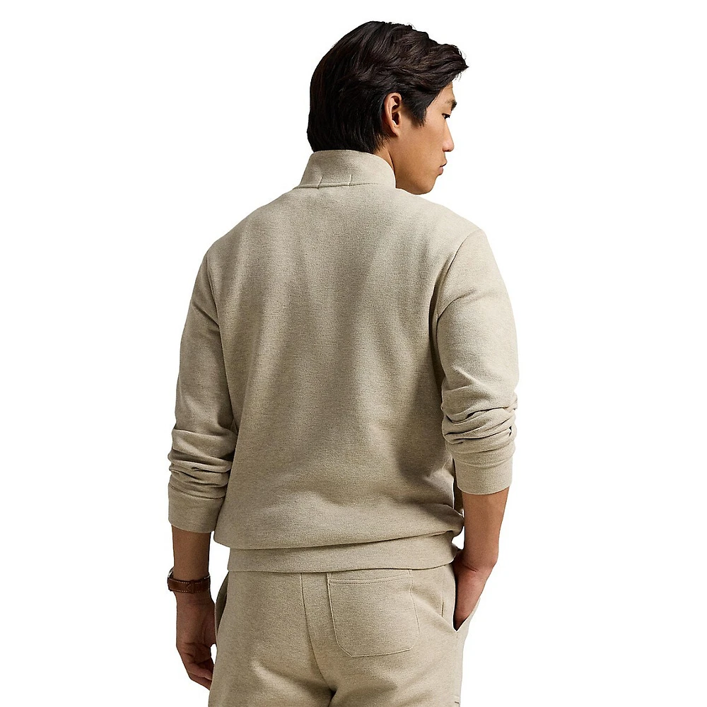 Double-Knit Mesh Quarter-Zip Pullover