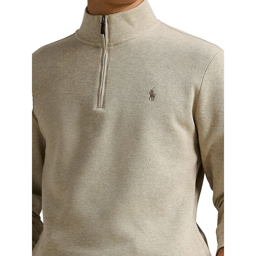 Double-Knit Mesh Quarter-Zip Pullover