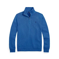 Cotton Mockneck Quarter-Zip Sweater