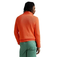 Pull col montant en coton avec fermeture éclair à quart de tour