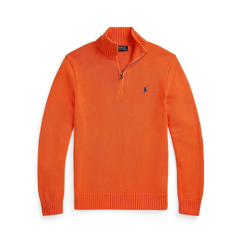 Pull col montant en coton avec fermeture éclair à quart de tour