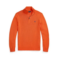 Pull col montant en coton avec fermeture éclair à quart de tour