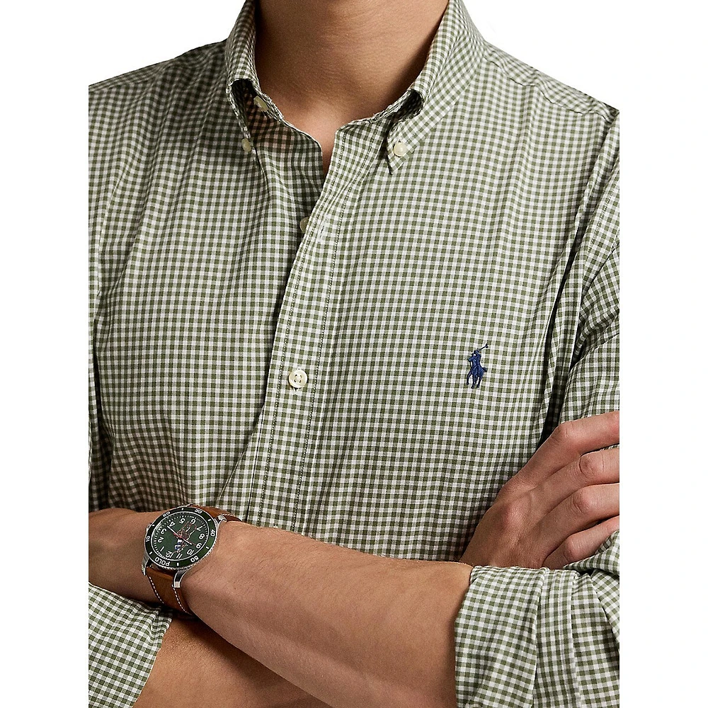 Classic-Fit Gingham Stretch Poplin Shirt