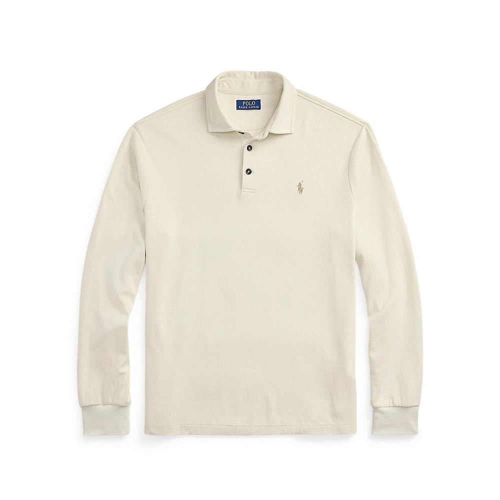 Luxury Jersey Long-Sleeve Polo Shirt