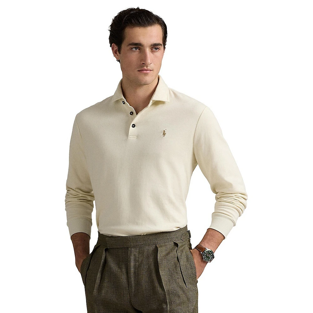 Luxury Jersey Long-Sleeve Polo Shirt