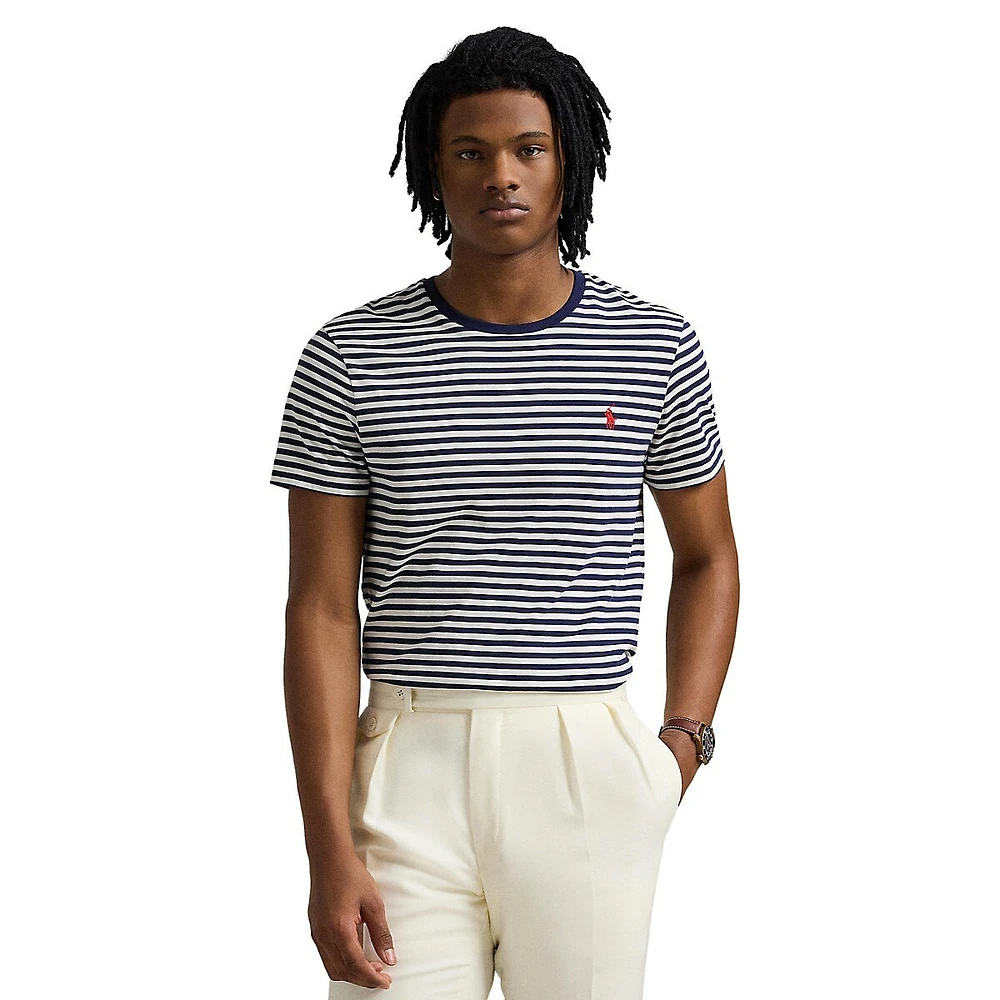 Custom Slim-Fit Striped Jersey T-Shirt