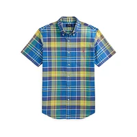 Classic-Fit Short-Sleeve Plaid Oxford Shirt