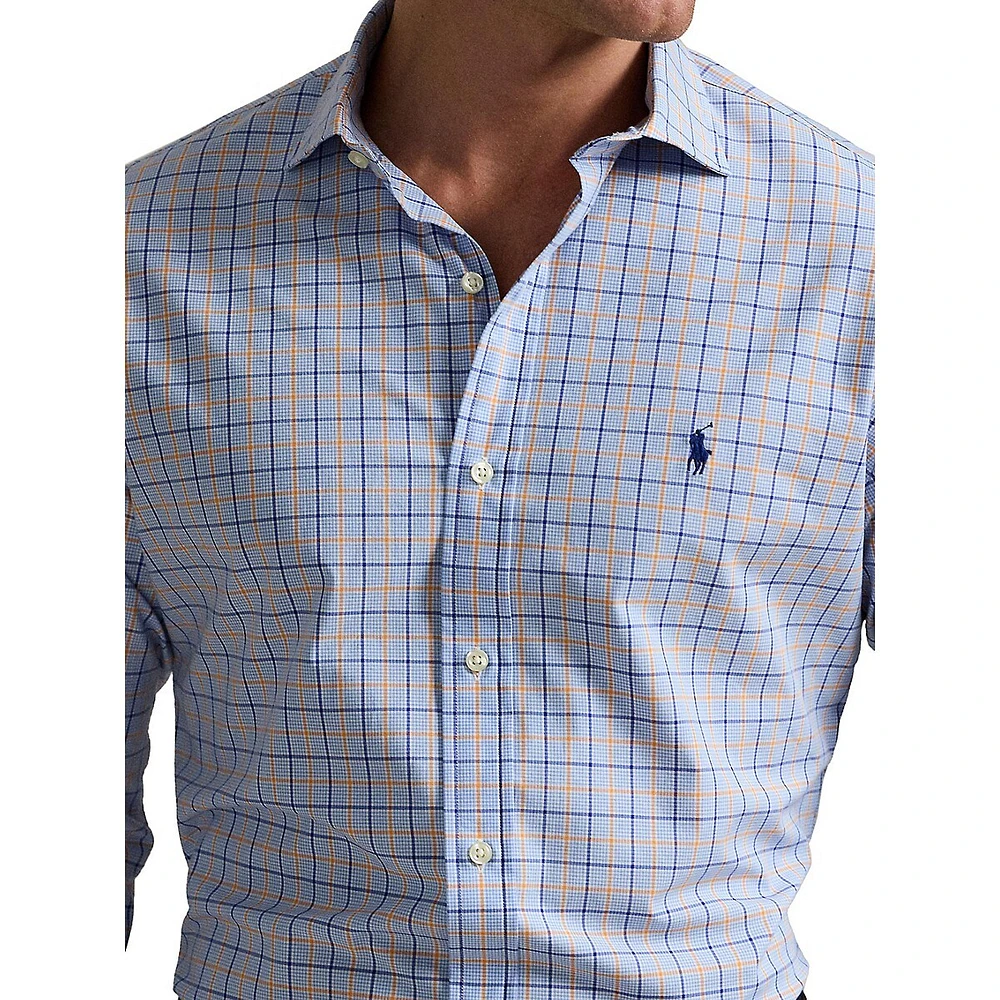 Classic-Fit Plaid Stretch Poplin Shirt