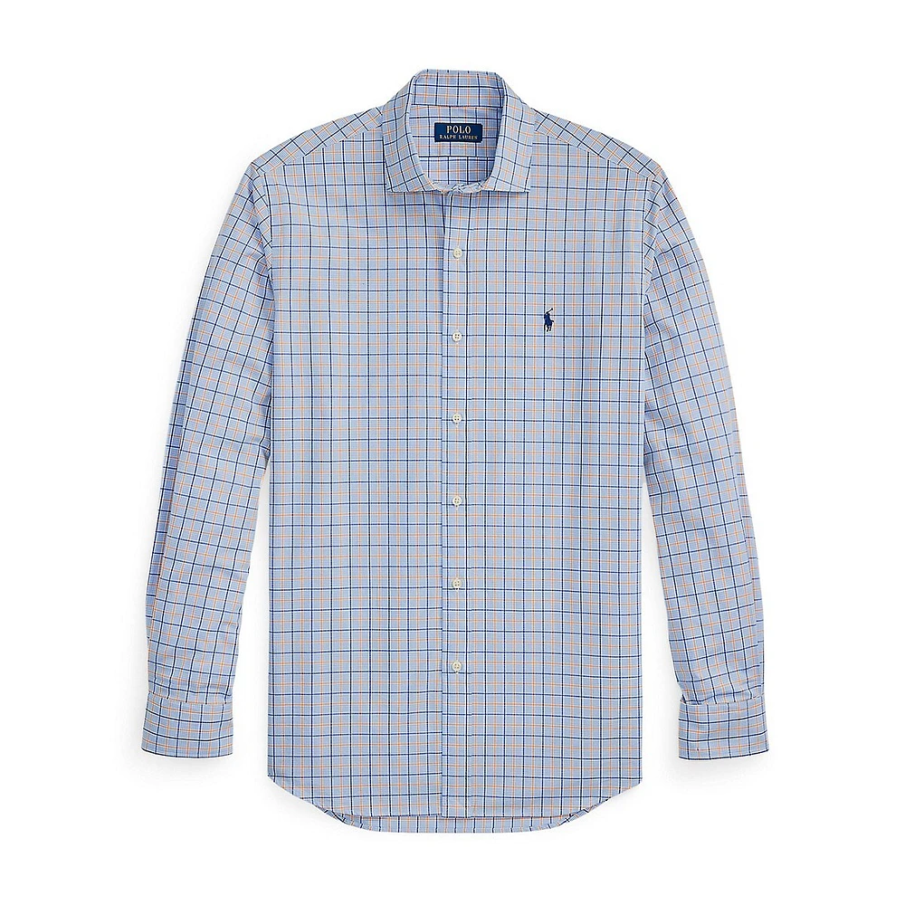 Classic-Fit Plaid Stretch Poplin Shirt