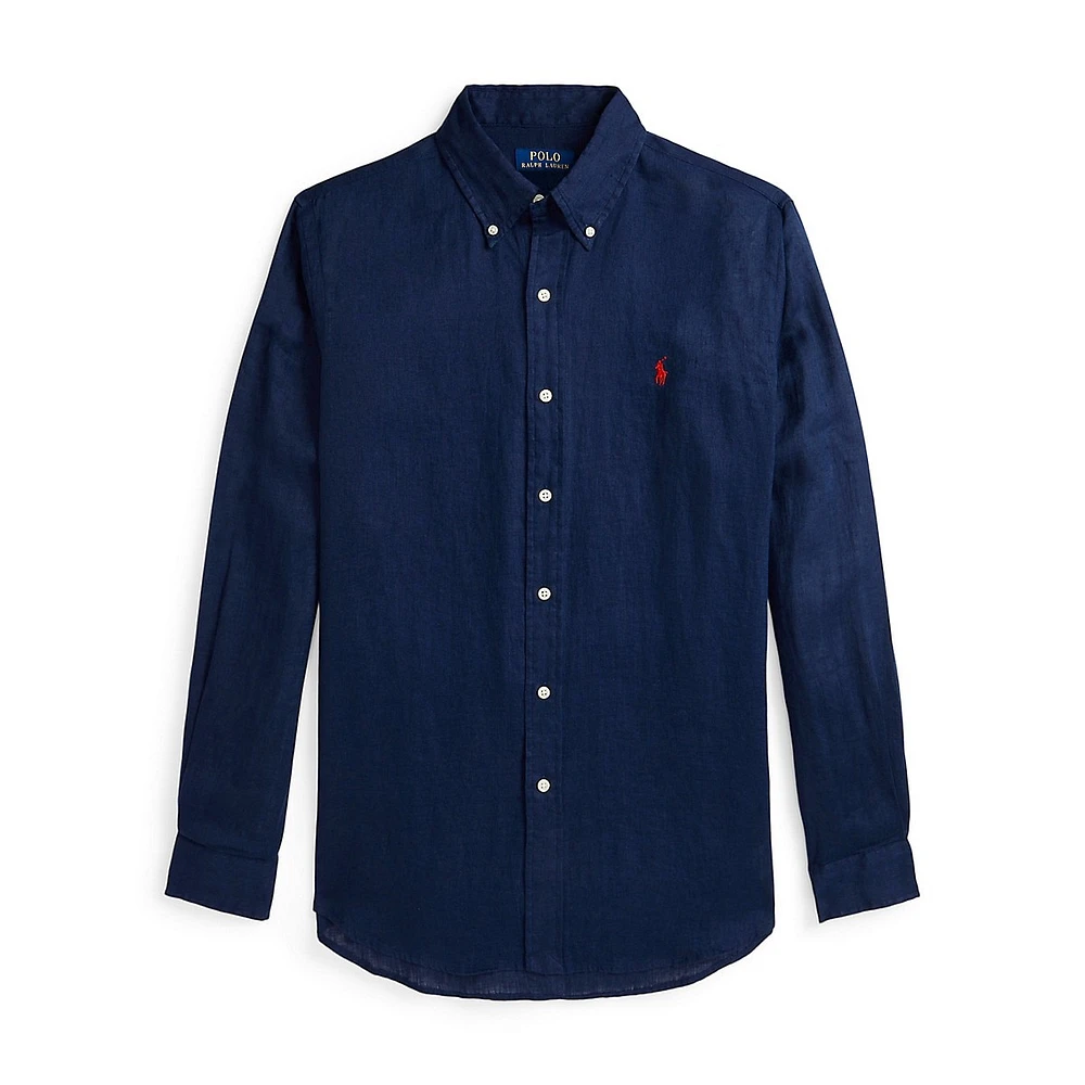 Classic-Fit Linen Button-Down Shirt