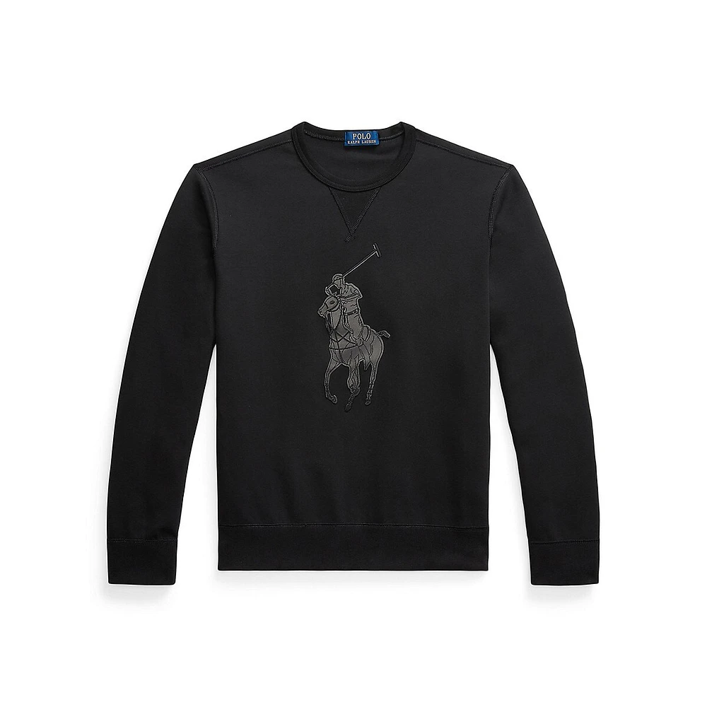 Leather-Pony Double-Knit Sweatshirt