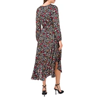 V-Neck Tie-Waist Maxi Faux Wrap Dress