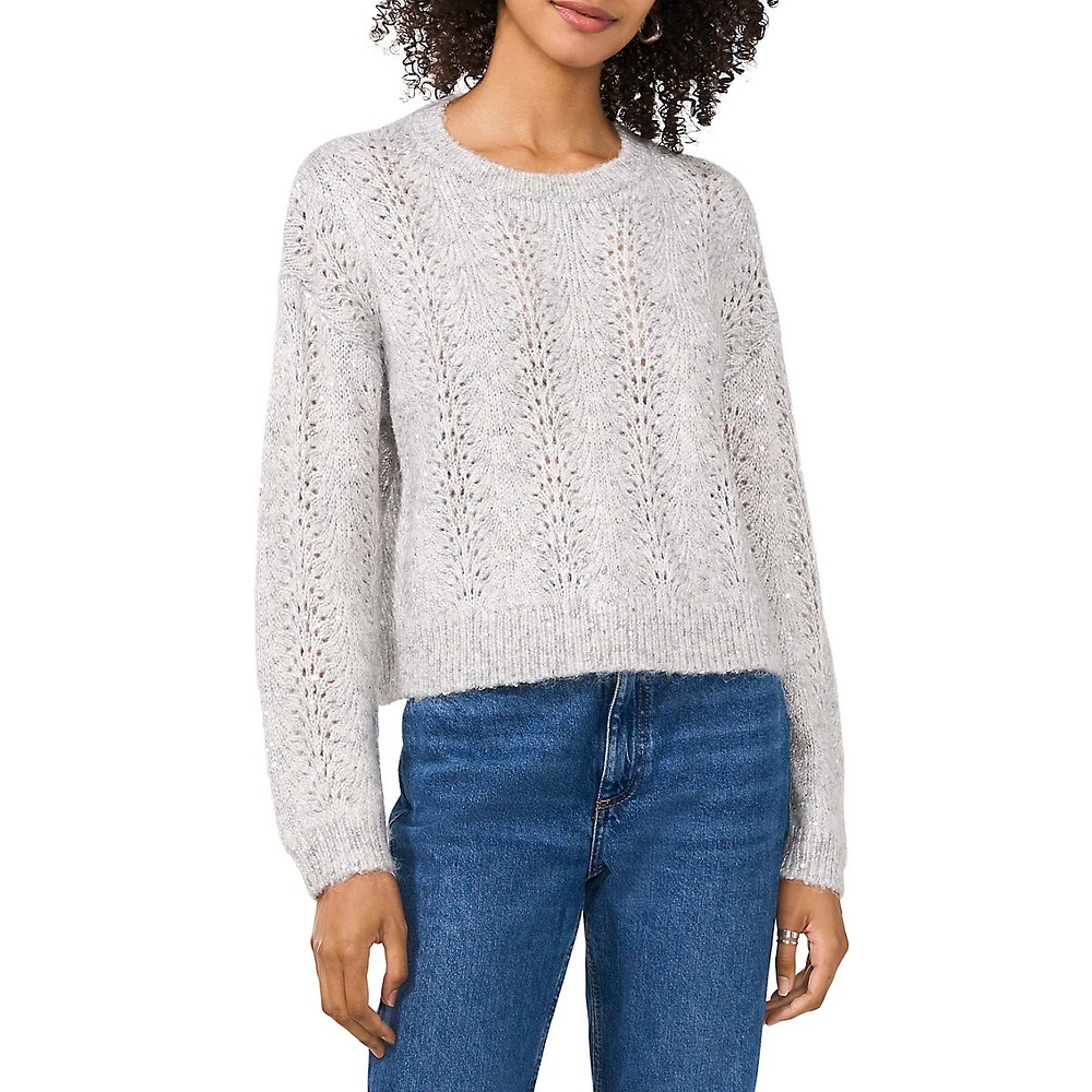 Pointelle & Sequin Knit Sweater