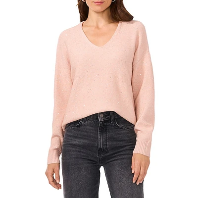 Sequined V-Neck Sweater