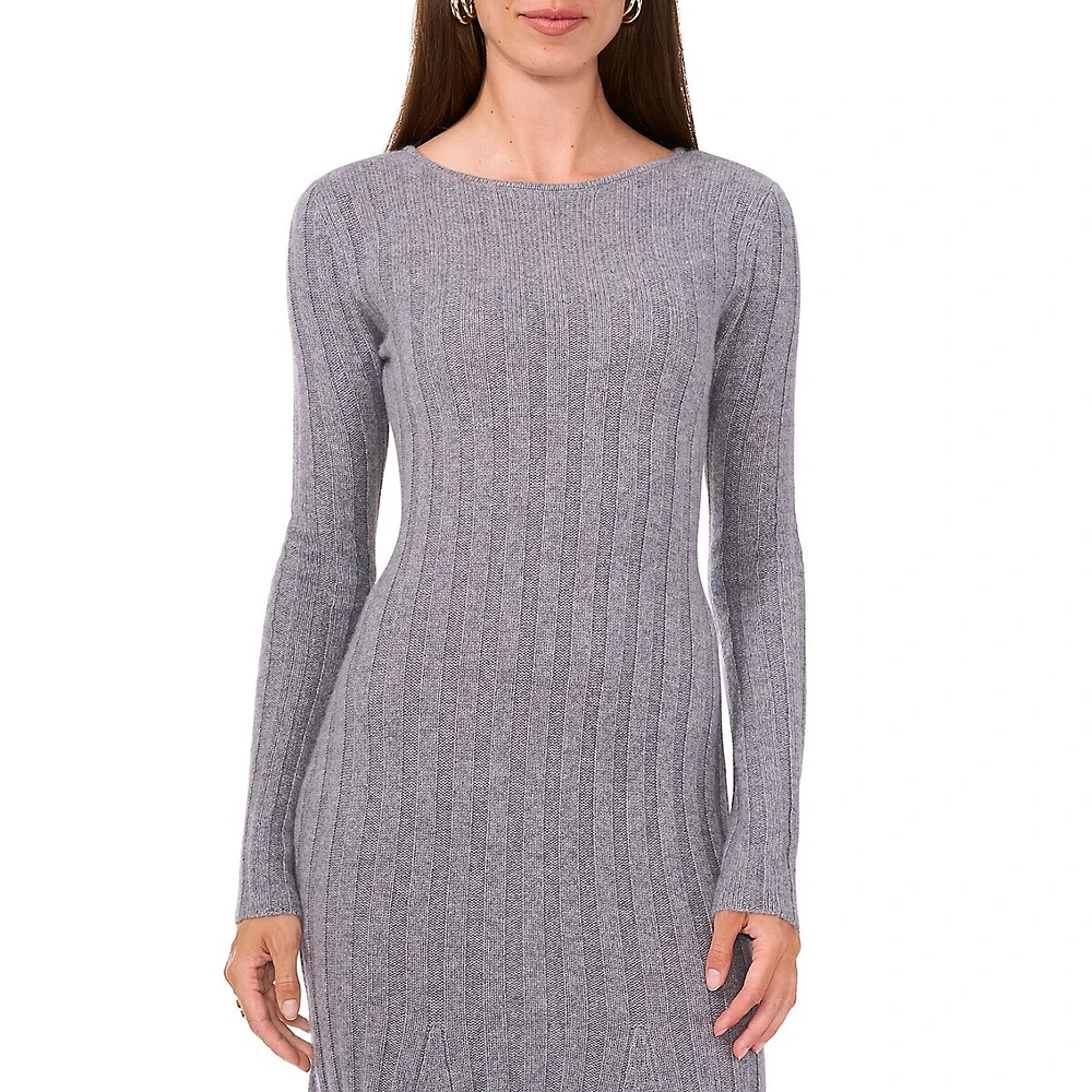 Rib-Knit Midi Sweater Dress