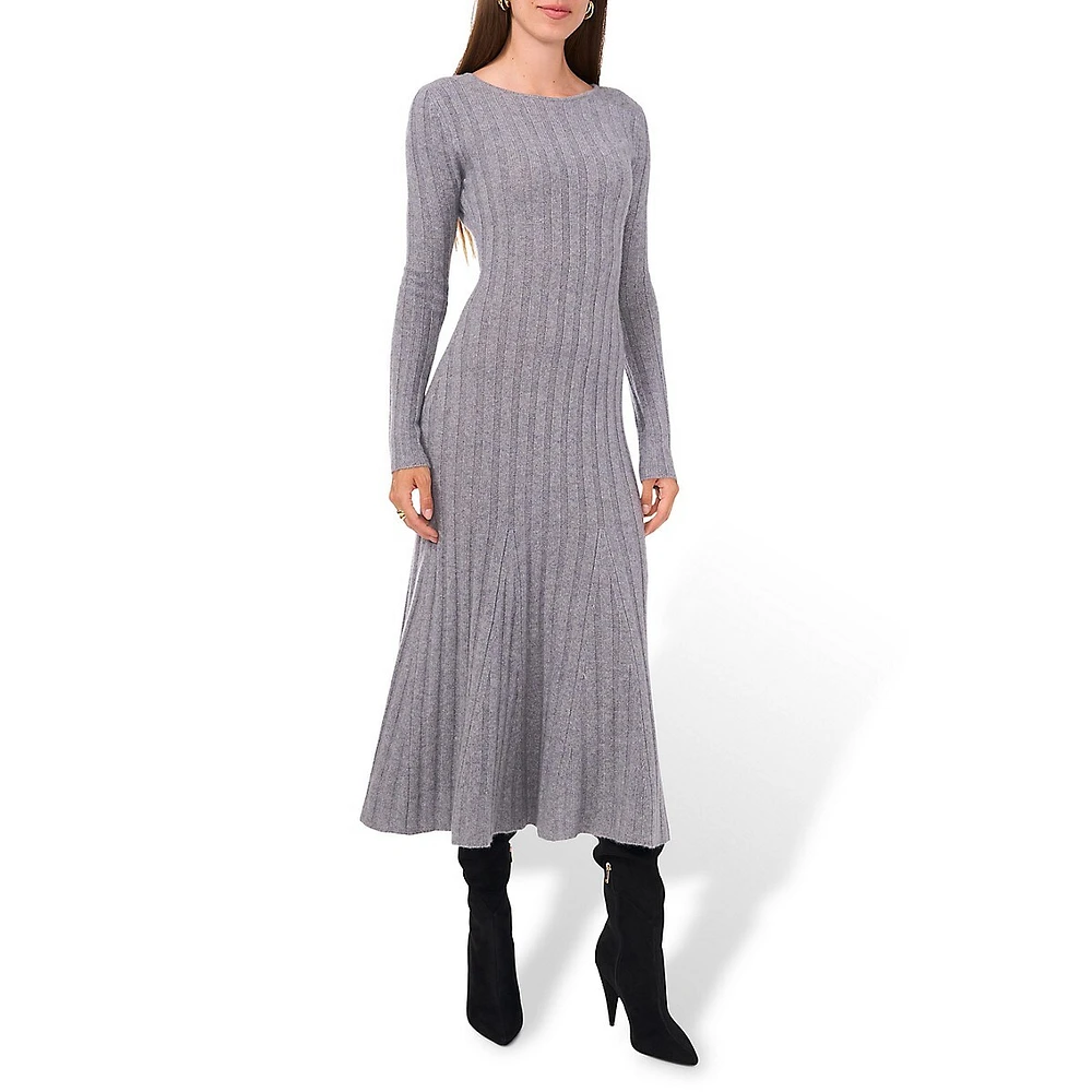 Rib-Knit Midi Sweater Dress