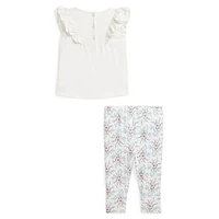 Baby Girl's 2-Piece Floral Ruffle Top & Legging Set