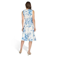 ​Sleeveless Floral Midi A-Line Dress
