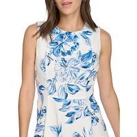 ​Sleeveless Floral Midi A-Line Dress