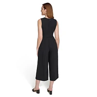 Tied Sleeveless V-Neck Culotte Jumpsuit