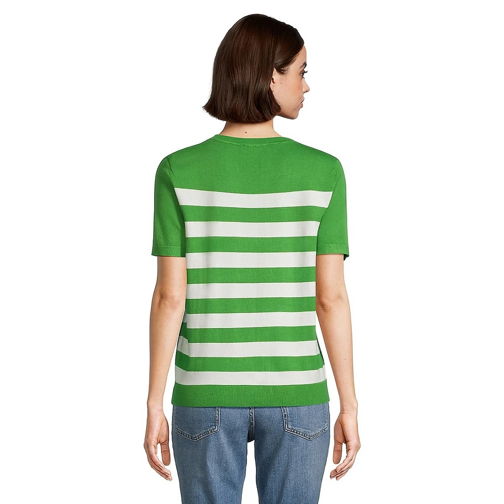 Striped Short-Sleeve Sweater