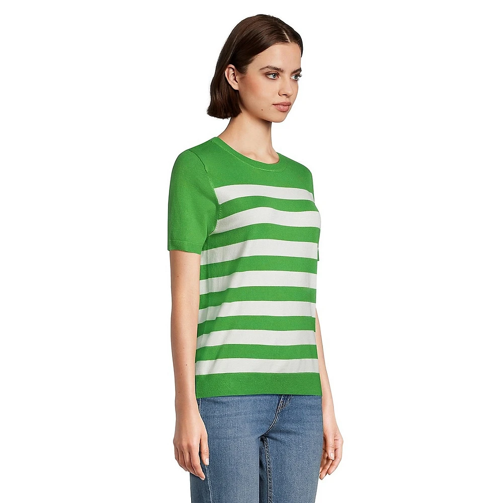 Striped Short-Sleeve Sweater