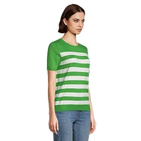 Striped Short-Sleeve Sweater