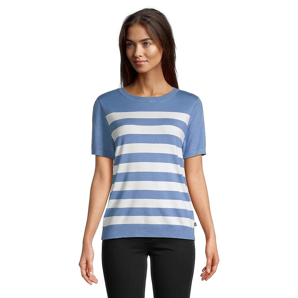 Striped Short-Sleeve Sweater