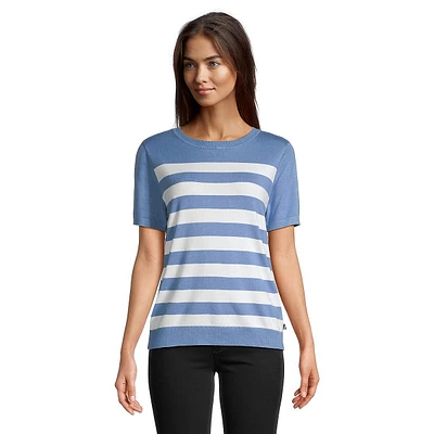 Striped Short-Sleeve Sweater