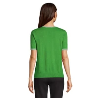 Tipped Short-Sleeve Sweater