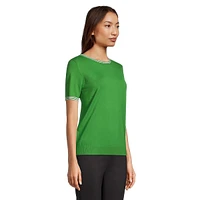 Tipped Short-Sleeve Sweater