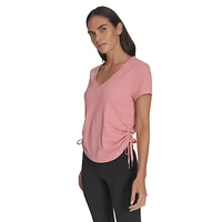 Ruched Side-Tie V-Neck Top