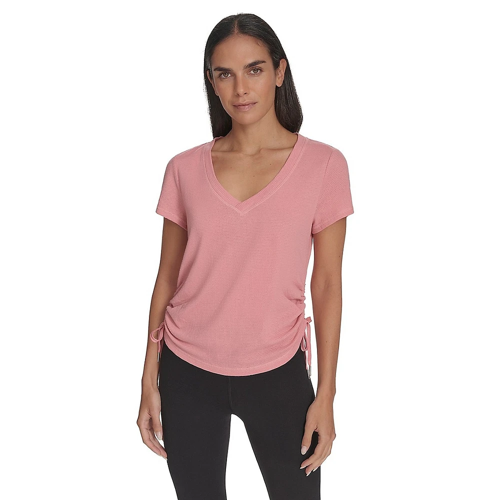 Ruched Side-Tie V-Neck Top