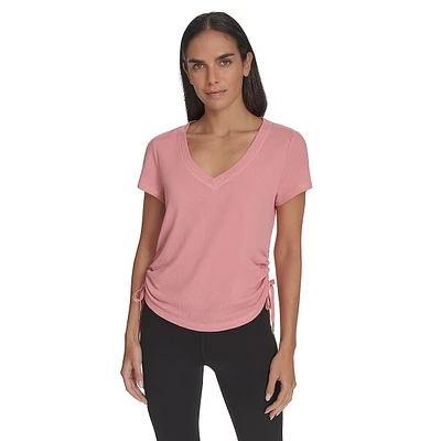 Ruched Side-Tie V-Neck Top
