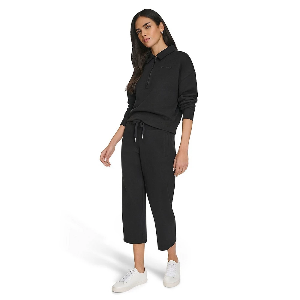 Fleece Drawstring Crop Pants