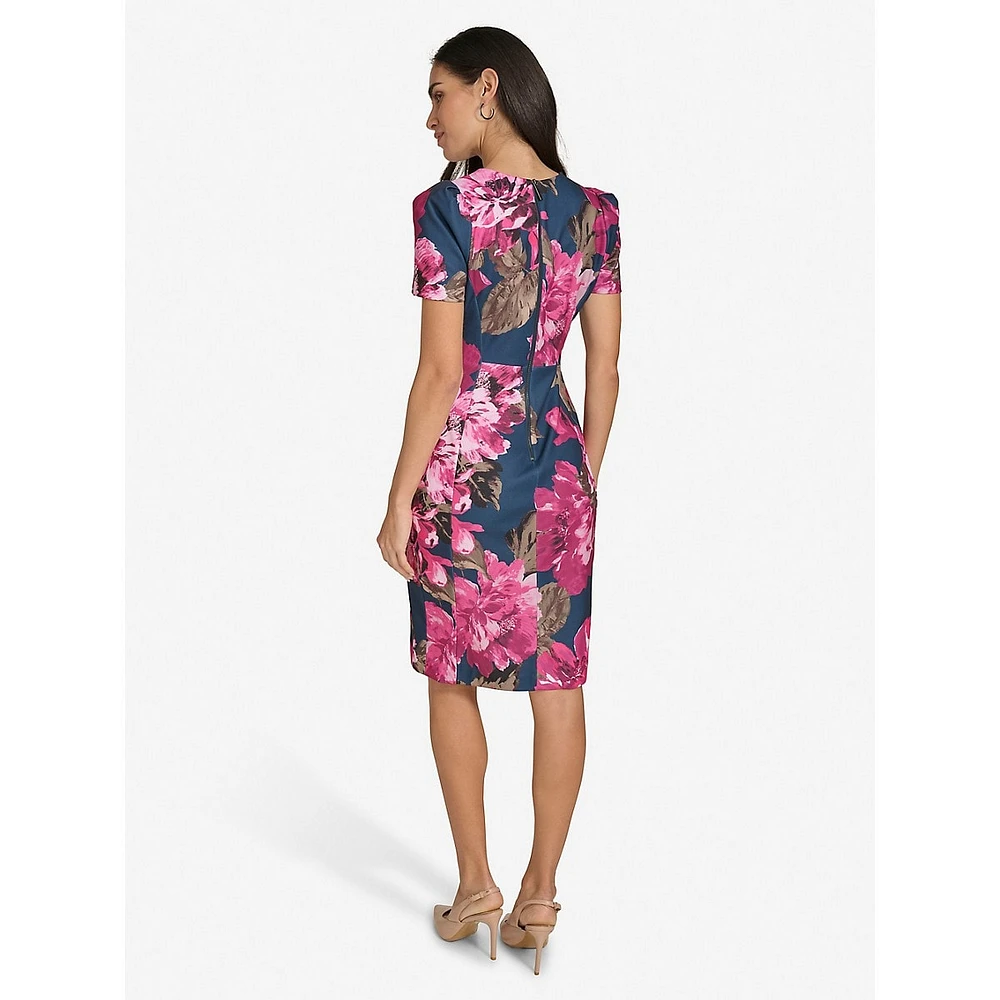 Floral Scuba Crepe Sheath Dress